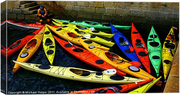 Canoes Galore Canvas Print by Michael Harper