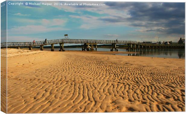 Kinloss Sands Footbridge Canvas Print by Michael Harper