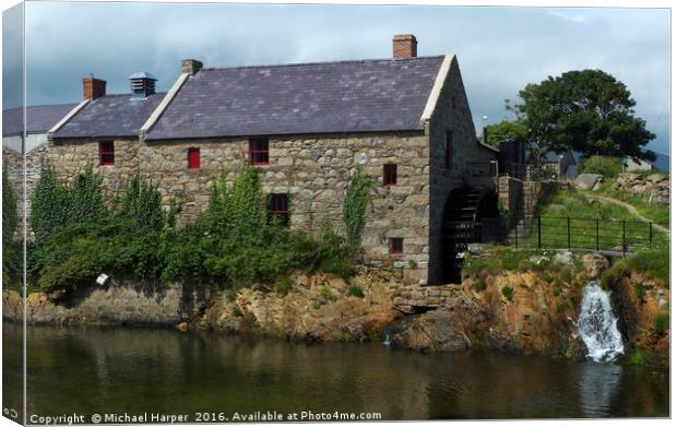 The Corn Mill at Annalong Harbour Mourne Canvas Print by Michael Harper