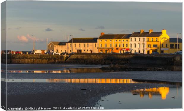 Donaghadee Harbor at sunset Canvas Print by Michael Harper