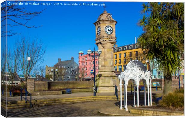 The McKee Clock Tower in Bangor County Down Canvas Print by Michael Harper