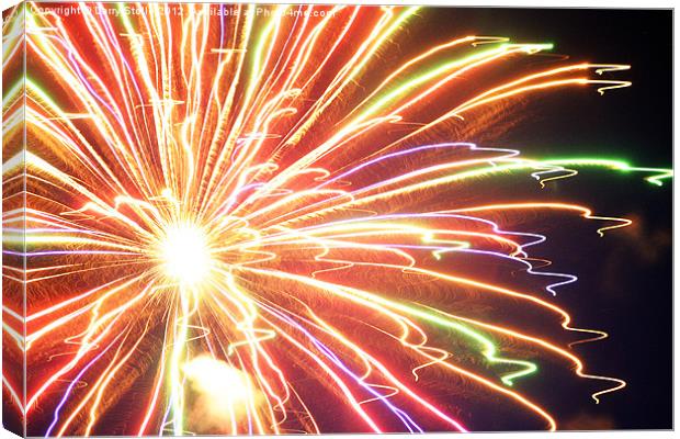 Fourth of July sky in Montana Fireworks Canvas Print by Larry Stolle
