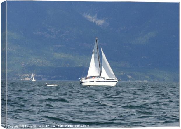 Sail Boat on Flathead Lake Canvas Print by Larry Stolle