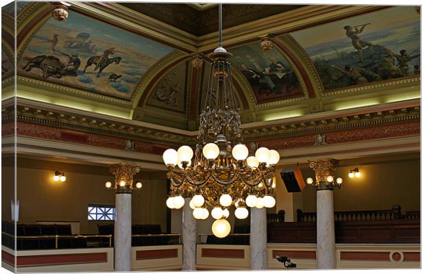 Chandelier in the Montana Capital Canvas Print by Larry Stolle