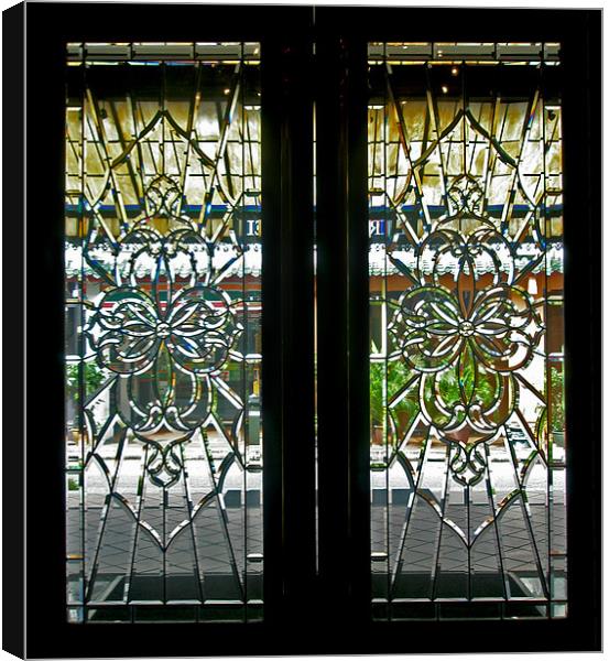 Antique Lead Glass Doors Canvas Print by Mark Sellers