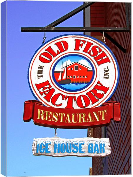 Old Fish Factory Restaurant sign Canvas Print by Mark Sellers