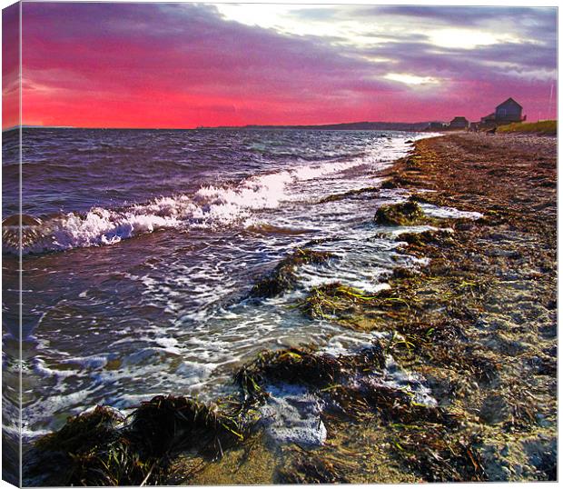 Sunset on Falmouth South Beach Canvas Print by Mark Sellers