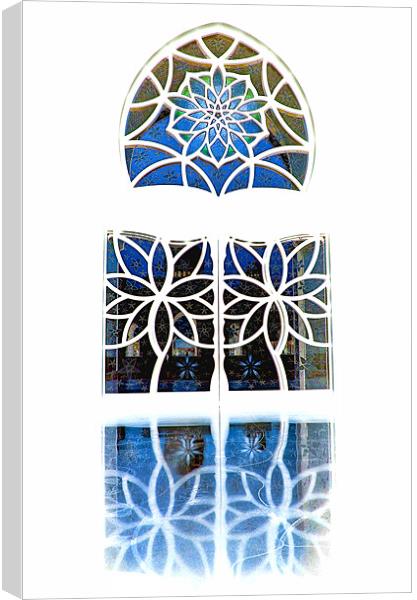 Sheikh Zayed Grand Mosque Foyer Window white Canvas Print by Mark Sellers