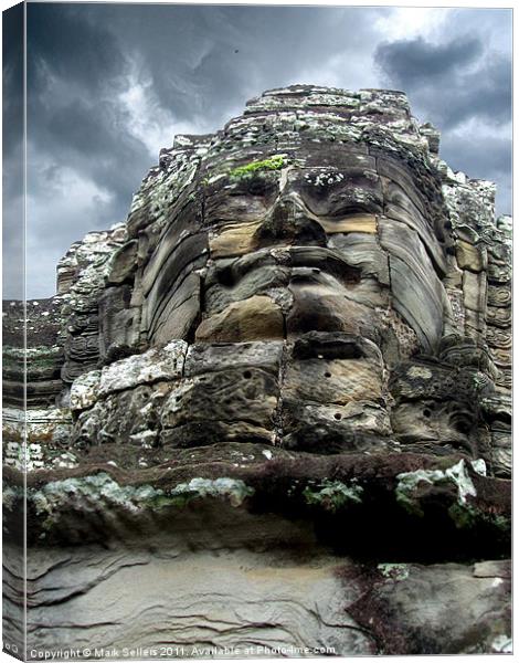 Great Stone Face - Bayon Canvas Print by Mark Sellers
