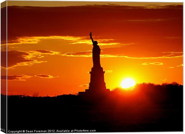 Statue of Liberty at Sunset Canvas Print by Sean Foreman