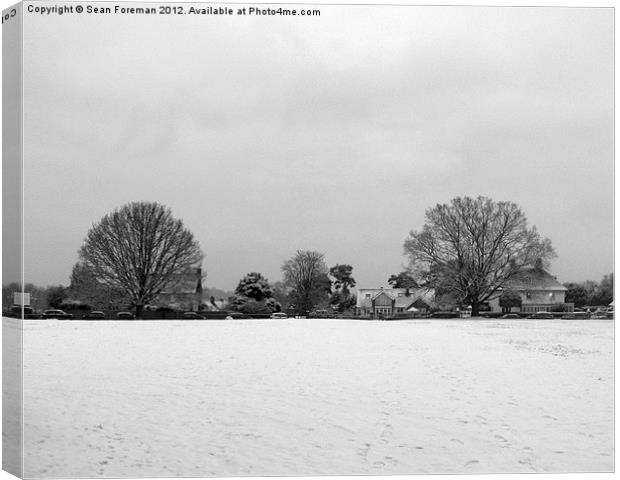 Snowy Fields in Hayes Canvas Print by Sean Foreman