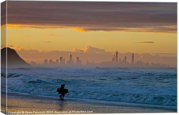Surfers Paradise from Palm Beach at Sunset Canvas Print by Sean Foreman