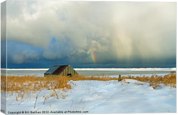 Winter Rainbow Over Strathbeg Canvas Print by Bill Buchan