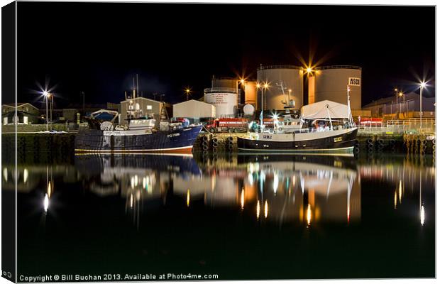 Peterhead Harbour Night Photo Canvas Print by Bill Buchan