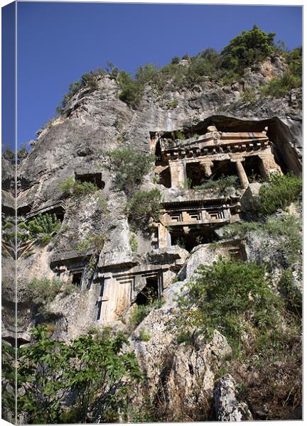 fethiye lycian rock tombs Canvas Print by david harding