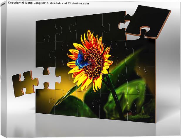 Butterflys-N-Flowers Puzzle Canvas Print by Doug Long