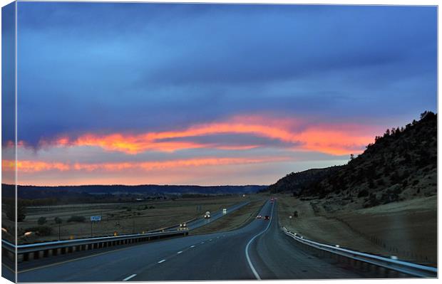 highway sunset Canvas Print by patricia shade