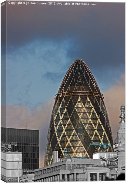 Iconic London Skyline, The Gherkin Canvas Print by Gordon Dimmer