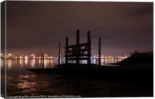 Southampton docks at night Canvas Print by Gordon Dimmer