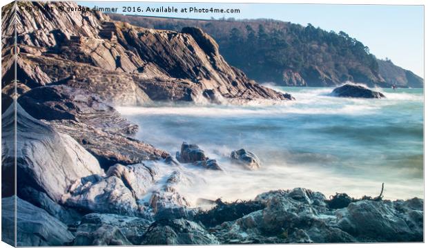 Milky Waves at Castle Cove Canvas Print by Gordon Dimmer