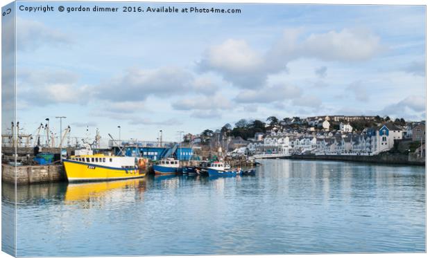 Brixham Harbour with Boats Canvas Print by Gordon Dimmer