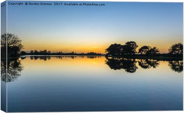 Tranquility after sunset at Hatchet Pond Canvas Print by Gordon Dimmer