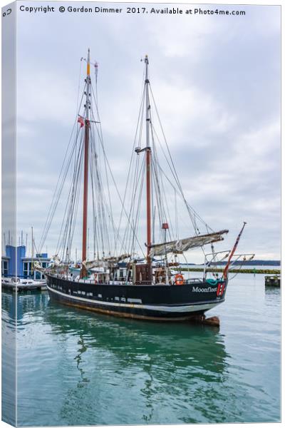 The Tall Ship "Moonfleet" moored at Poole Quay Canvas Print by Gordon Dimmer