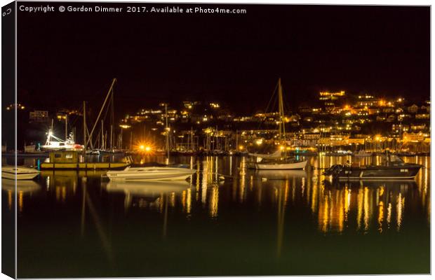 The River Dart and Kingswear at Night Canvas Print by Gordon Dimmer