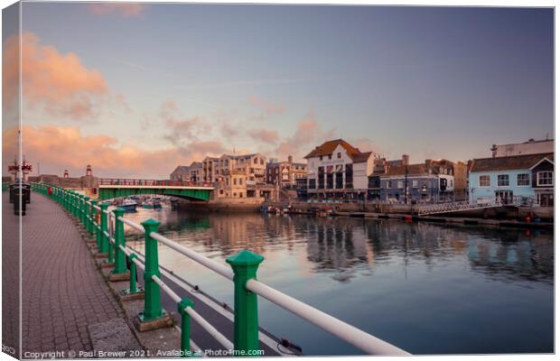 Weymouth Harbour Bridge Canvas Print by Paul Brewer