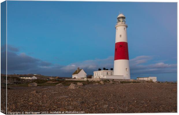 Portland Bill Lighthouse just after sunset Canvas Print by Paul Brewer