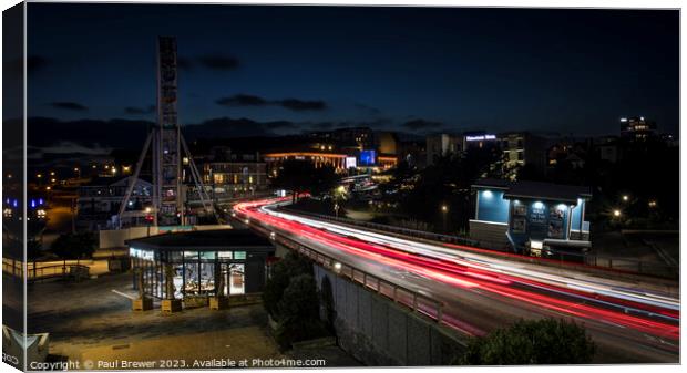 Bournemouth At Night Canvas Print by Paul Brewer