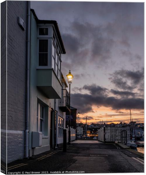 Weymouth Harbourside at Dusk Canvas Print by Paul Brewer