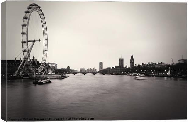 Westminster in Mono Canvas Print by Paul Brewer