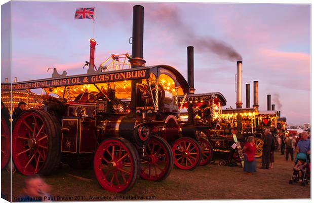 Showmans Engines at Sunset Canvas Print by Paul Brewer
