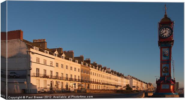 Weymouth Sea Front at Dawn. Canvas Print by Paul Brewer