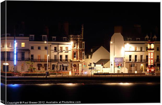 Weymouth Clock at Night Canvas Print by Paul Brewer