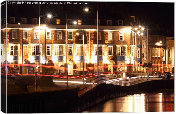 Weymouth B & B's at night Canvas Print by Paul Brewer