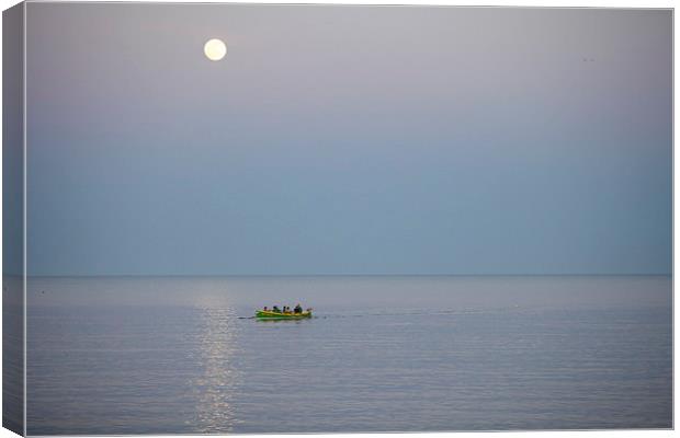 Weymouth Rowing Club Moonlit Row Canvas Print by Paul Brewer