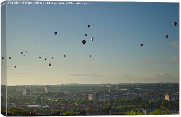  Balloons Fly over Bristol Canvas Print by Paul Brewer