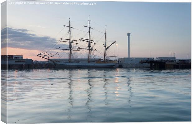  Tall Ship in Weymouth Harbour Canvas Print by Paul Brewer