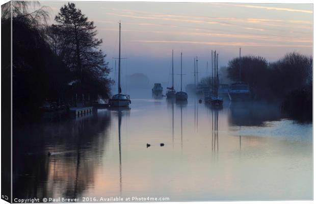 Wareham on a Misty Morning Canvas Print by Paul Brewer