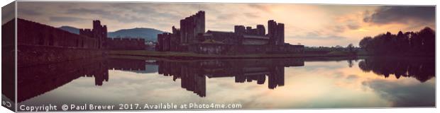 Caerphilly Castle at Sunset  Canvas Print by Paul Brewer