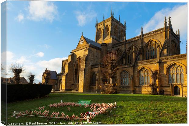 Sherborne Abbey in Autumn Canvas Print by Paul Brewer