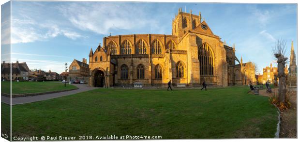 Sherborne Abbey Panoramic  Canvas Print by Paul Brewer
