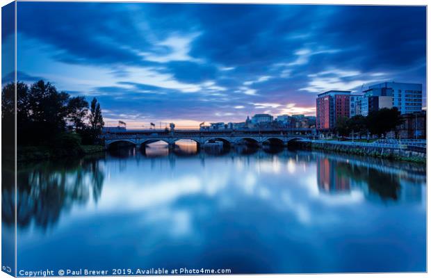 The River Clyde at Sunset Canvas Print by Paul Brewer