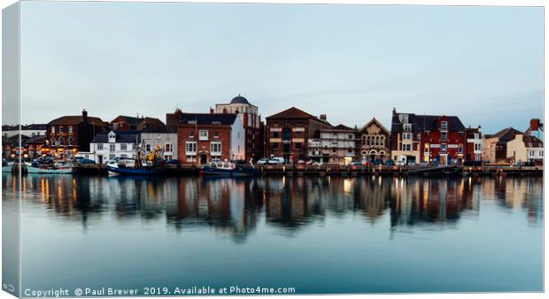 Weymouth Harbour in early evening Canvas Print by Paul Brewer