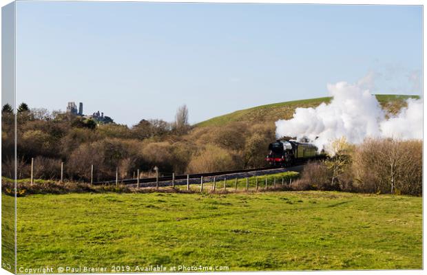 Flying Scotsman passes through the Purbeck Country Canvas Print by Paul Brewer