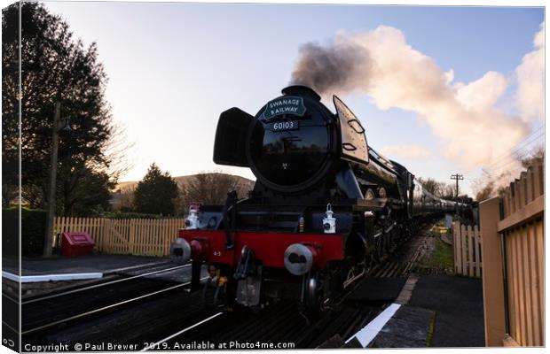 Flying Scotsman At Corfe Castle Canvas Print by Paul Brewer