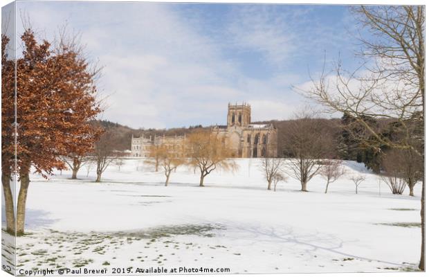 Milton Abbey with a covering of snow Canvas Print by Paul Brewer