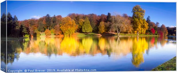 Stourhead Wiltshire in Autumn Canvas Print by Paul Brewer